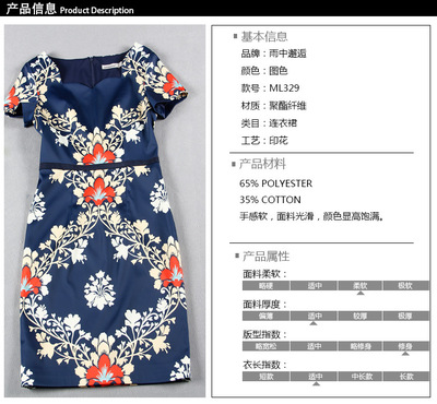 歐洲站大碼女裝新風(fēng)尚 品牌外貿(mào)原單印花連衣裙ML329的優(yōu)雅與工藝解析